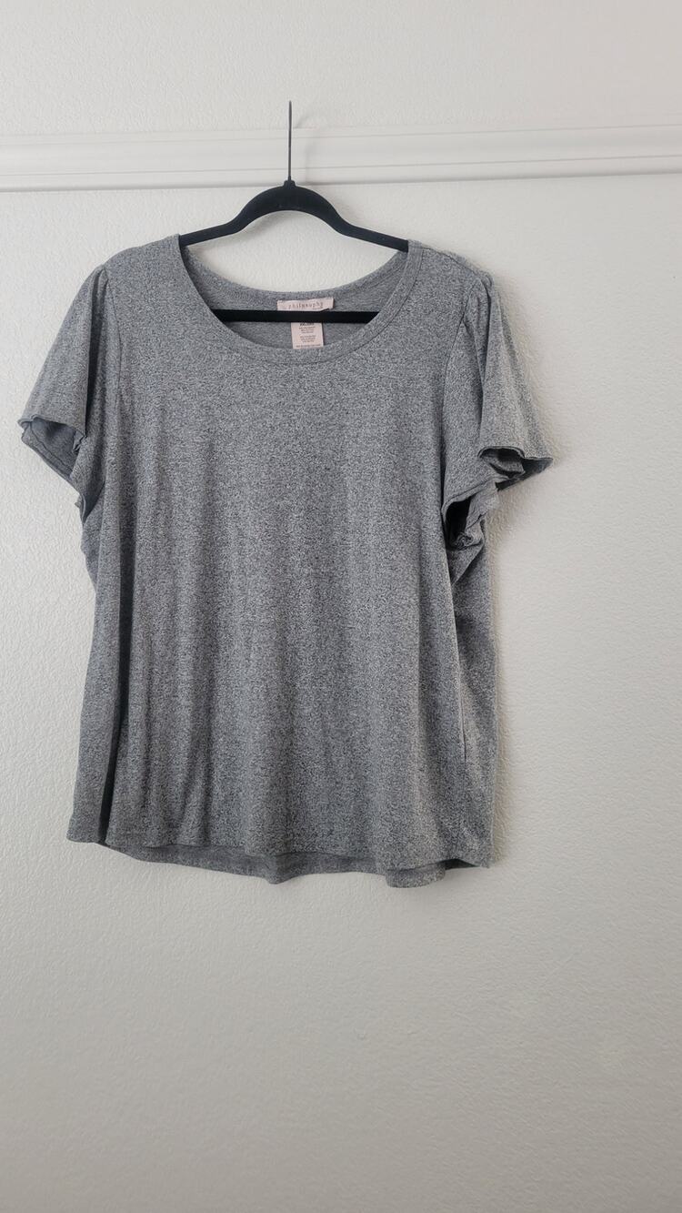 Philosophy Republic Clothing Gray Heather Flutter Sleeve Knit Top Women's 2XL